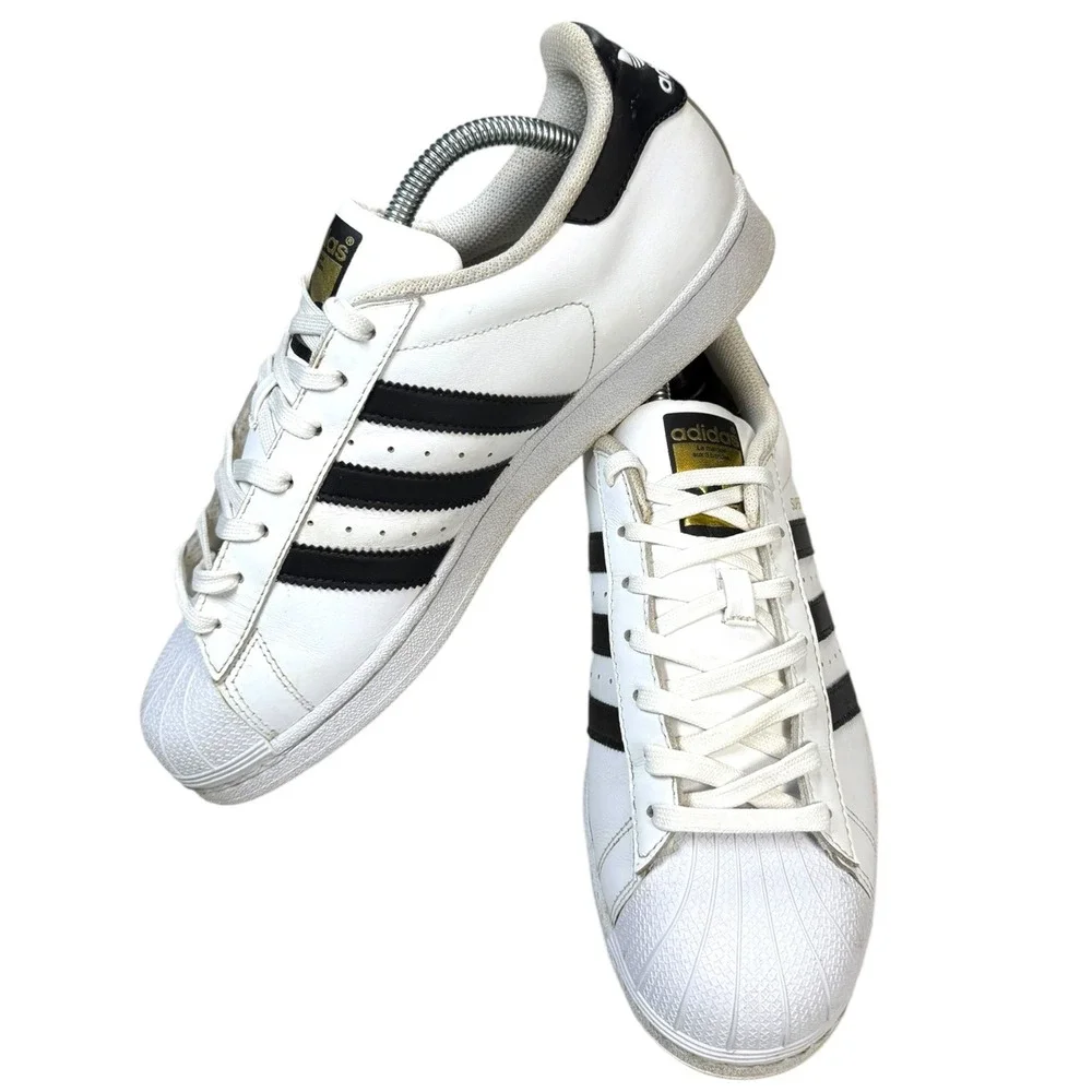 Adidas Superstar Men 8.5 White Black Leather Shell Toe Sneakers C77124